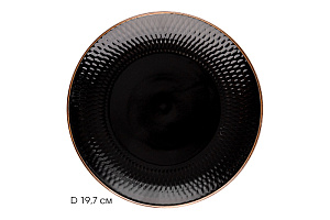 Тарелка десертная 19,7см LUCKY Точки металлическая кайма плоская черный керамика 000000000001211248