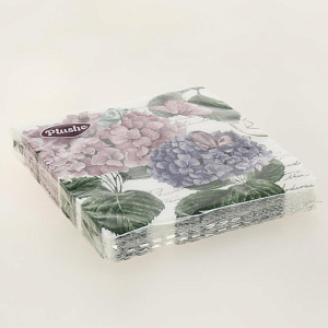 Салфетки бумажные 2слоя 15листов Plushe Гортензия 19614 000000000001204664