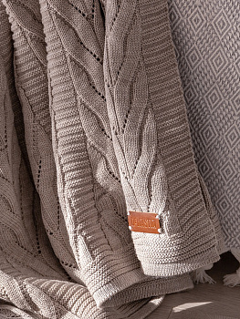 Плед 150х200см DE'NASTIA Коса бежевый 100%акрил 000000000001212166