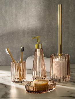 Диспенсер для жидкого мыла DE'NASTIA Граненое стекло коричневый/золотой стекло 000000000001218919