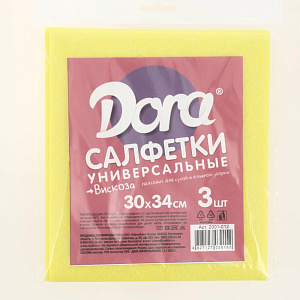 Салфетка универсальная Dora 30*34см набор 3шт вискоза, артикул 2001-012 000000000001203027