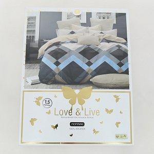 Комплект постельного белья 1,5-спальный LOVE&LIVE Ромб простынь 150х215см пододеяльник 145х215см наволочки 70х70см-2шт поплин 100% хлопок 000000000001202047