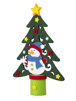 Декоративное украшение 34см ФЕНИКС-ПРЕЗЕНТ Елка со Снеговиком нетканый материал 000000000001191246