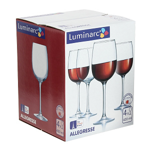 АЛЛЕГРЕС Набор фужеров для вина 4шт 420мл LUMINARC стекло J8166 000000000001116335