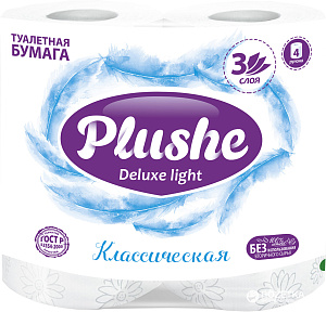 Бумага туалетеная 4шт 15м PLUSHE Natural 3х слойная 000000000001215218