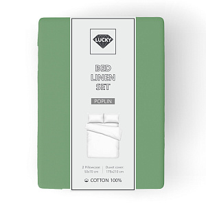 Комплект постельного белья 2,0сп LUCKY (пододеяльник, наволочки 50х70см-2шт) зеленый поплин хлопок 100% 000000000001216648