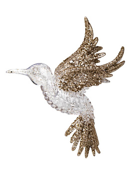 Декоративное украшение Птица на елку 13см золото пластик 000000000001228108