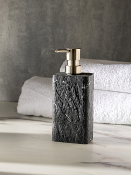 Диспенсер для жидкого мыла 330мл DE'NASTIA Мрамор темно-серый полирезина 000000000001218894