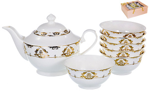 Набор чайный фарфор 7шт 6пиал 250мл+чайник 1000мл подарочная упаковка ПЭШН BALSFORD 145-14008 000000000001195502