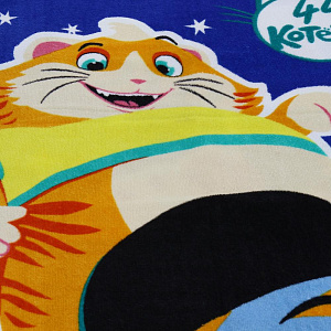 Махровые полотенца 44 котёнка Мальчики синий, 100% хлопок. Материал - махра/велюр, яркий детский рисунок . Размер 60 х 120см.110023 000000000001196739