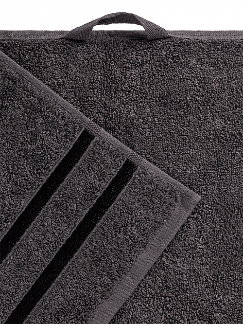 Полотенце махровое 50x90см LUCKY Бордюр сатиновая лента тёмно-серый хлопок 000000000001221605