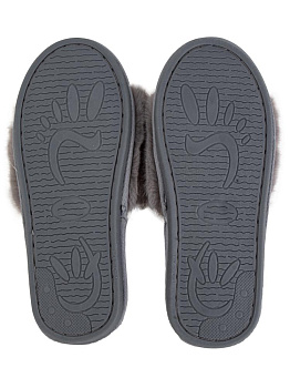 Тапочки домашние 38-39 женские меховые открытые серый полиэстер/ПВХ 000000000001228873