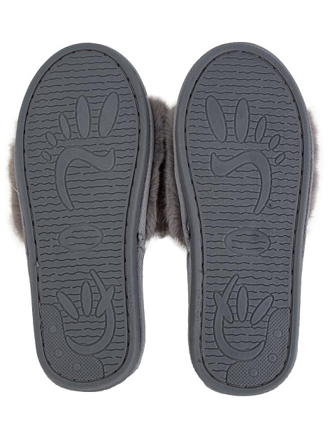 Тапочки домашние 38-39 женские меховые открытые серый полиэстер/ПВХ 000000000001228873