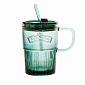 Стакан для напитков 440мл GARBO GLASS с ручкой и трубочкой стекло