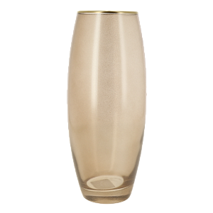 Ваза стеклянная бочка высотой 26 см, Тонировка Кофе металлик, золотой ободок.7736/250/rt010 000000000001191045