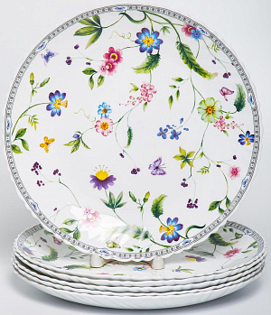 Набор столовый 19 предметов OLAFF МАНУЭЛА (тарелки: 19см-6шт, 24см-6шт, салатники: 650мл 17,5см-6шт, 1,5л 23см-1шт) опал 000000000001211218