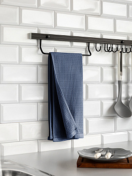 Полотенце кухонное DeNASTIA вафля/махра 470gsm 35x75, хлопок, темно-синий D100417 000000000001227646