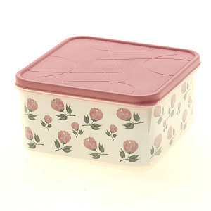 Контейнер для продуктов Amore квадратный 0,7л клубнич лед с декором Тюльпаны GR1854КЛ-ТП 000000000001190752