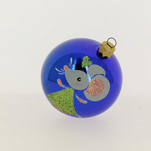 Декоративное украшение 8см Шар 4 БИРЮСИНКА Мышонок стекло 000000000001191678
