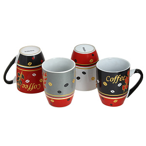 Набор кружек на подставке Кофетайм Matissa, 360мл, 4 шт. 000000000001114848