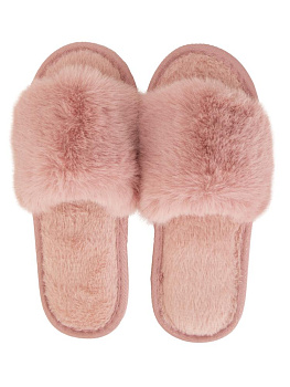 Тапочки домашние 40-41 женские меховые открытые розовый полиэстер/ПВХ 000000000001228871