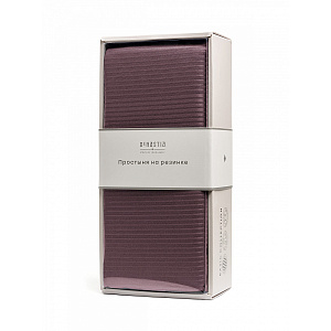 Проcтыня на резинке 90х200+25см DE'NASTIA пурпурный страйп-сатин 1/3мм хлопок 000000000001226387