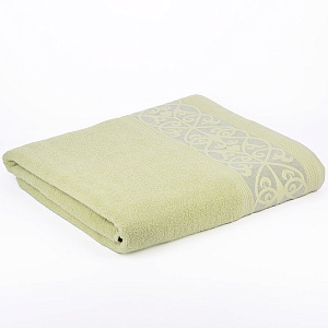 Полотенце махровое 100х150см LUCKY Вензельный бордюр светло-зеленый хлопок 100% 000000000001212856