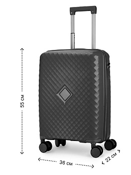 Чемодан на колесах S (36х22х55см) ромб черный PP 000000000001226543