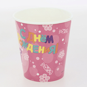 Набор стаканов для праздника 6шт 250мл Дон Баллон Три Кота С Днем Рождения! розовый 000000000001211889