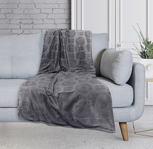 Плед DE'NASTIA Жаккардовый 2-сл 240х240см 100%Полиэстер серый T040078 000000000001185749