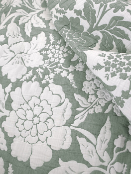 Покрывало DE'NASTIA 260х240см 3 слоя жаккард пион зеленый U000117 000000000001195460