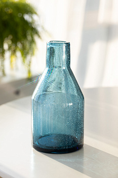 Графин-декантер 900мл LUCKY с пузырьками синий стекло 000000000001216187