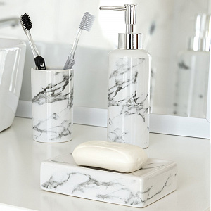 Мыльница DE'NASTIA мрамор белый/серый керамика 000000000001213504