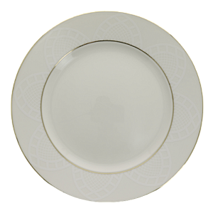 Тарелка обеденная 27см DE'NASTIA KALIPSO белая с золотой каймой фарфор 000000000001209952