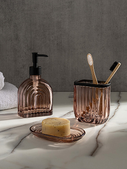 Стакан для зубных щеток 300мл 10x6x10,5см DE'NASTIA Barbara коричневый стекло/пластик 000000000001227003