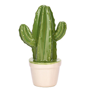 Фигура декоративная 16см Кактус в горшке зеленый керамика 000000000001210789