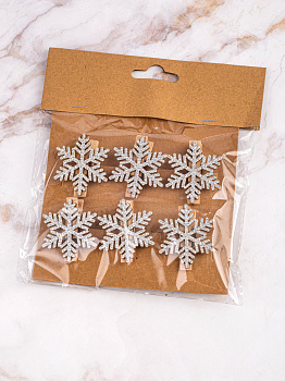 Украшение декоративное Прищепка Снежинка 14х12х2см в ассортименте дерево 000000000001208288