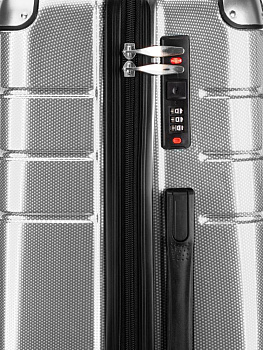 Чемодан на колесах M (42х26х65см) соты серебро PC 000000000001226586