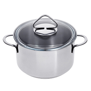 Кастрюля 1,5л Гурман-Стекло, тройное теплораспределительное дно, нержавеющая сталь, 220315 000000000001008067