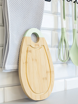 Доска разделочная 30x18x1,5см DE'NASTIA цветной край мятный бамбук 000000000001220164