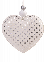 Новогоднее подвесное украшение Сердце с серебряными кружочками из хлопчатобумажной ткани / 8,5x1,5x8см арт.80203 000000000001191277