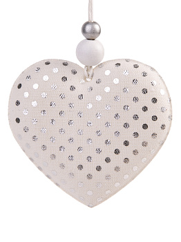 Новогоднее подвесное украшение Сердце с серебряными кружочками из хлопчатобумажной ткани / 8,5x1,5x8см арт.80203 000000000001191277