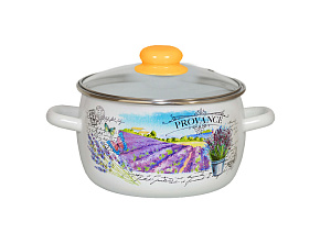Кастрюля эмалированная со стеклянной крышкой, форма сфера 3л Лаванда прованс 1RC181S 000000000001195876