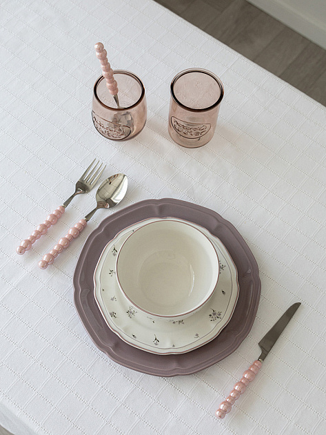 Скатерть 150x230см DE'NASTIA Мережка белый хлопок/полиэстер 000000000001226225