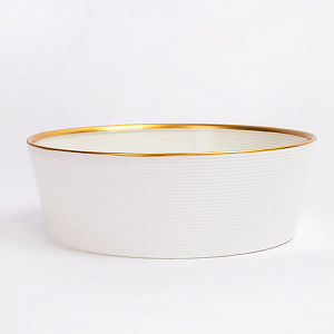 Салатник 21см GLASSCOM прямые бортики white gold стекло 000000000001211815