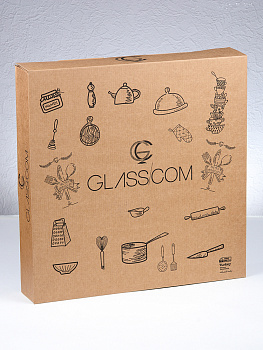 Блюдо сервировочное 40см GLASSCOM белое золото стекло 000000000001209497