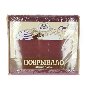 Покрывало DE'NASTIA Палермо двустороннее 190х220см атласный/матовый бордовый геом T070059 000000000001121085