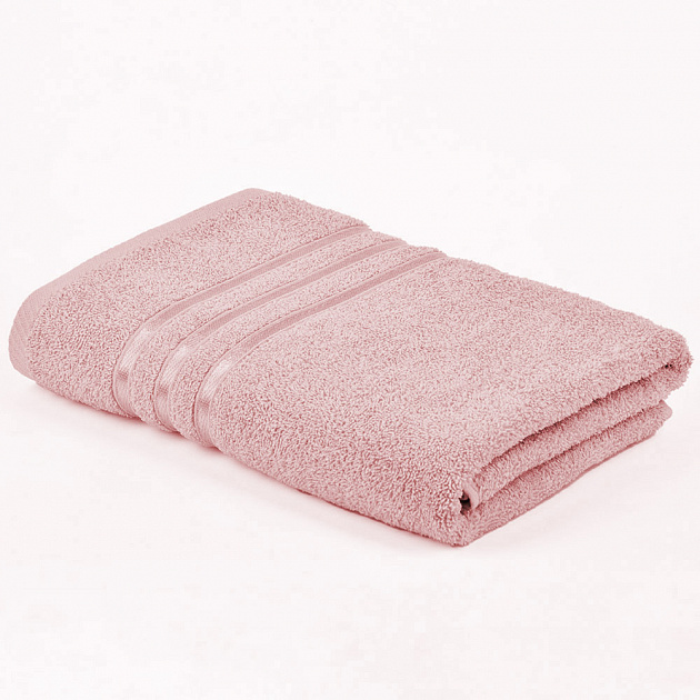 Полотенце махровое 70х130см СОФТИ бордюр с 3 полосками светло-розовое хлопок-100% 000000000001215920