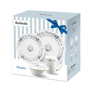 Набор столовой посуды 16 предметов FARFORELLE Голубой цветок стеклокерамика 000000000001214368