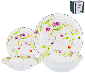 Набор столовой посуды 19 предметов BALSFORD Латона Ежевичный джаз (27см/21см/19см/салатник 23см) подарочная упаковка фарфор 000000000001183399